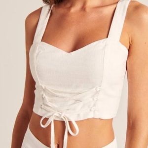 Abercrombie & Fitch Lace Up Linen Blend Top